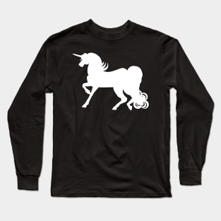 White Unicorn Silhouette Long Sleeve T-Shirt